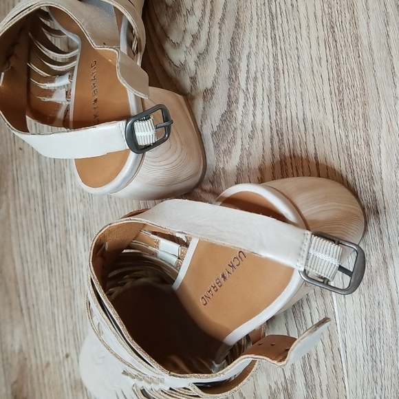 Lucky Brand Natissha Slingback Open Toe Low Tan Block Heel Shoes Size 7 - Picture 8 of 13